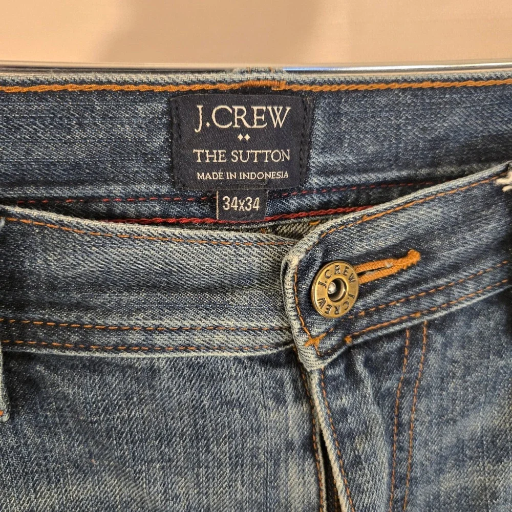 J. Crew The Sutton Mens 34(32)x34(36) Straight Leg‎ Blue Wash Denim Jeans READ